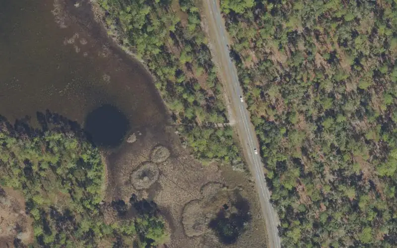 Aerial photo of the area around St Marks National Wildlife Refuge - Primitive Access - Small Lake 0.4 Miles North of Renfro, Wakulla County