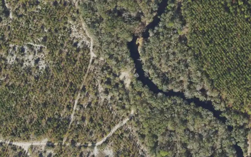 Aerial photo of the area around Steinhatchee Conservation Area River Mile 15.4 Canoe Access, Dixie County