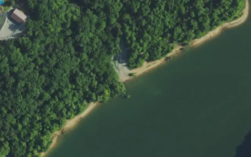 Aerial photo of the area around Stephen's Ridge Road Ramp (Caney Fork), Russell County