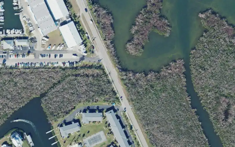 Aerial photo of the area around Stringfellow Road Right-of-Way Jug Creek Kayak Access, Lee County