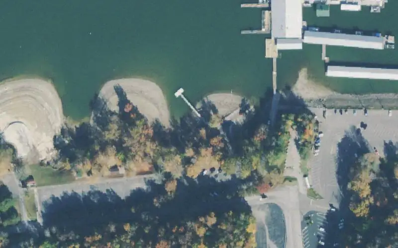 Aerial photo of the area around Sunset Dock, Pickett County