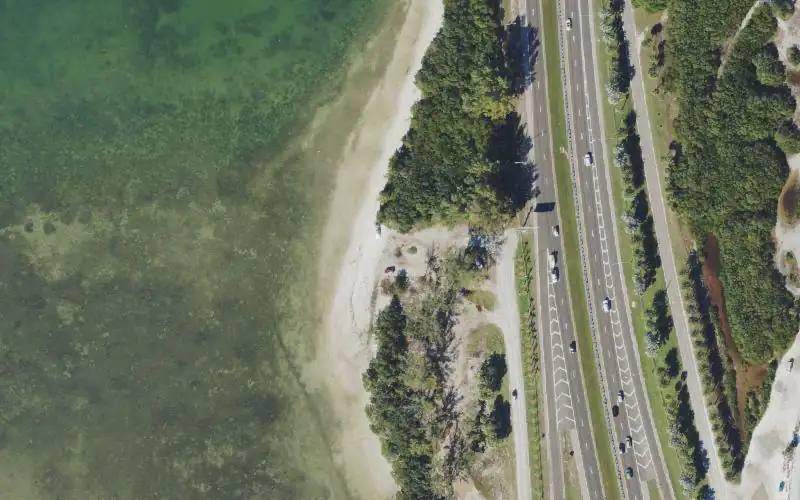 Aerial photo of the area around Sunshine Skyway North Rest Area - Paddlecraft Beach, Pinellas County