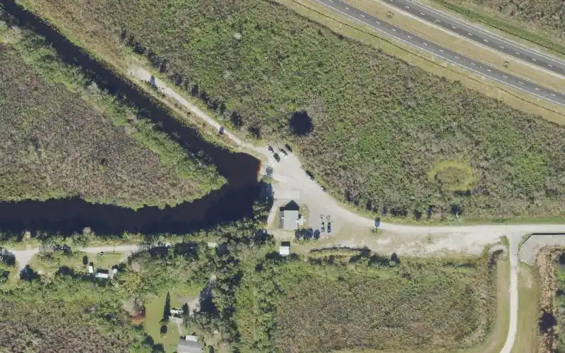 Aerial photo of the area around Sweetwater Boat Ramp (Brevard Airboat Association), Brevard County