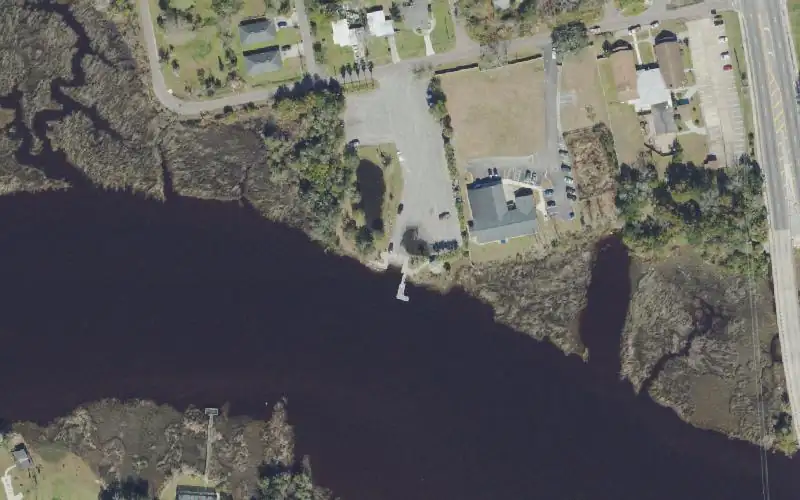 Aerial photo of the area around T.K. Stokes Public Boat Ramp, Duval County