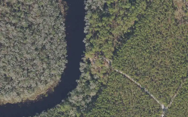 Aerial photo of the area around Tate's Hell State Forest - Crooked River Recreation Site #2 Primitive Boat Launch, Franklin County