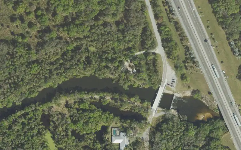 Aerial photo of the area around Ten Mile Creek Preserve Canoe Launch, St. Lucie County