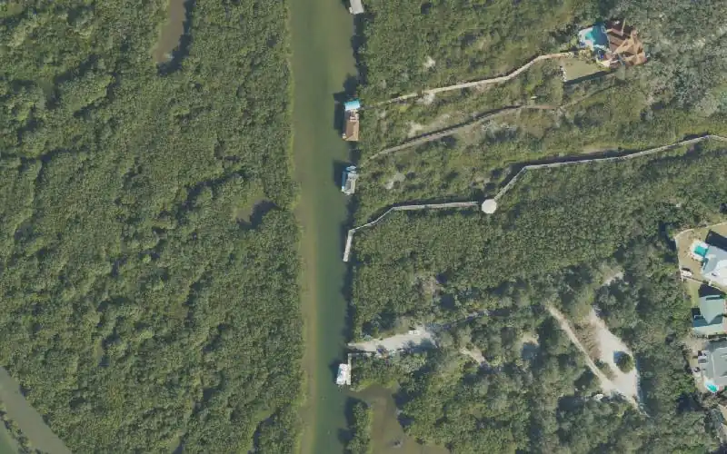 Aerial photo of the area around Timucuan Oaks Garden Boardwalk & Paddlecraft Launch Dock, Volusia County
