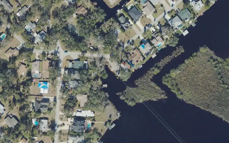 Aerial photo of the area around Tomoka Boat Ramp, Volusia County
