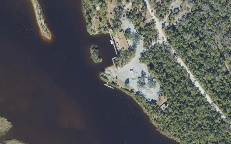 Aerial photo of the area around Tomoka State Park Boat Ramp, Volusia County