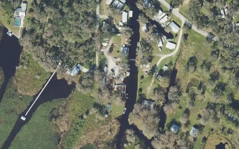 Aerial photo of the area around Trails End Fishing Resort, Highlands County