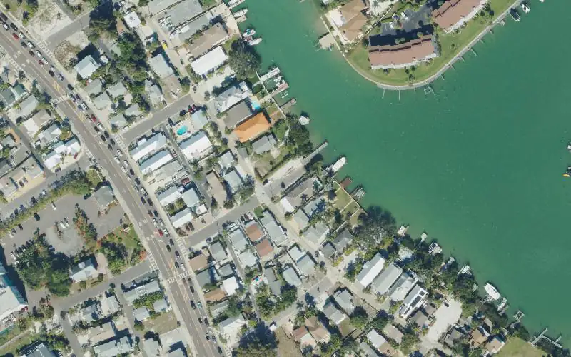 Aerial photo of the area around Treasure Island 123rd Avenue Public Boat Ramp, Pinellas County