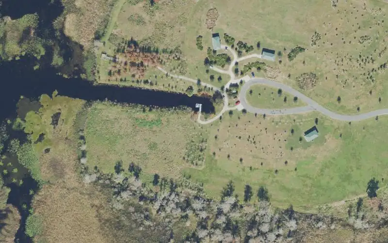 Aerial photo of the area around Tupperware Island Conservation Area / Brownie Wise Park - Canoe/Kayak Launch Dock, Osceola County