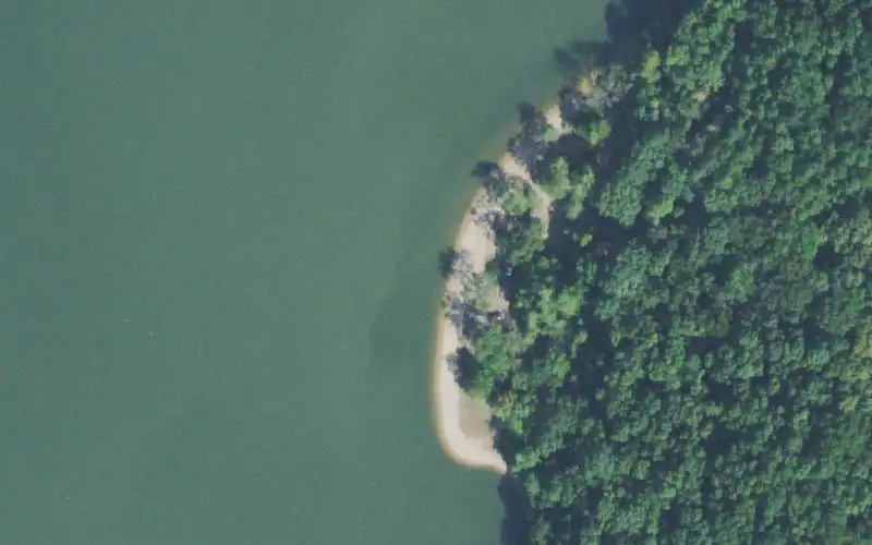 Aerial photo of the area around TVA State Line Island, Hardin County