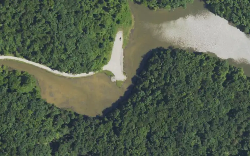Aerial photo of the area around Twin Branch Ramp, Lawrence County
