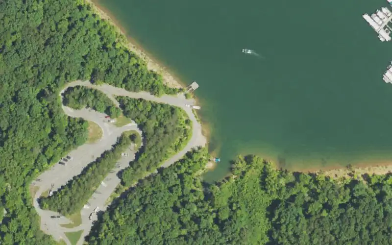 Aerial photo of the area around Twin Knobs Ramp, Rowan County
