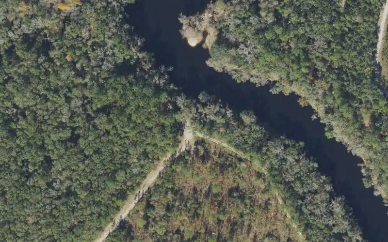 Aerial photo of the area around Twin Rivers State Forest - Citty Bend Tract - Canoe Access, Madison County