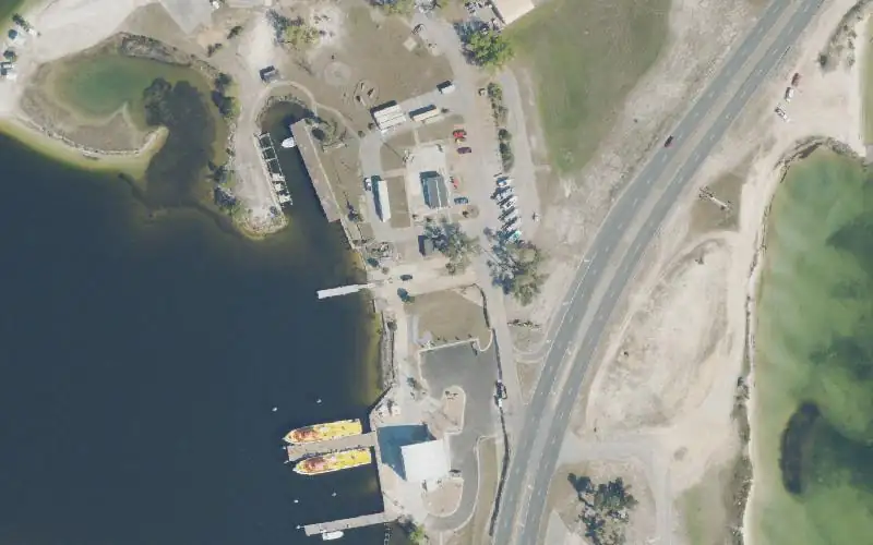 Aerial photo of the area around Tyndall Air Force Base - Bonita Bay Boat Ramp (RESTRICTED ACCESS - PERMIT REQUIRED), Bay County