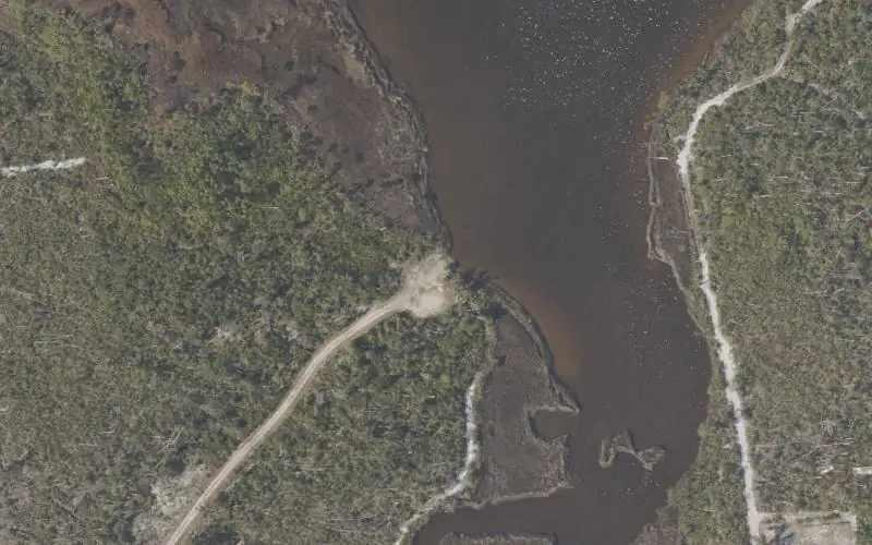 Aerial photo of the area around Tyndall Air Force Base - Strange Bayou Boat Launch(RESTRICTED ACCESS - PERMIT REQUIRED), Bay County