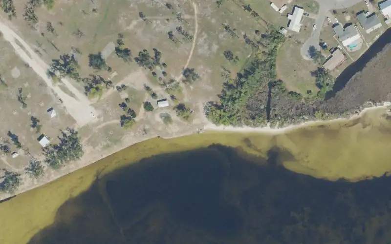 Aerial photo of the area around Under The Oaks Park Paddlecraft Beach, Bay County