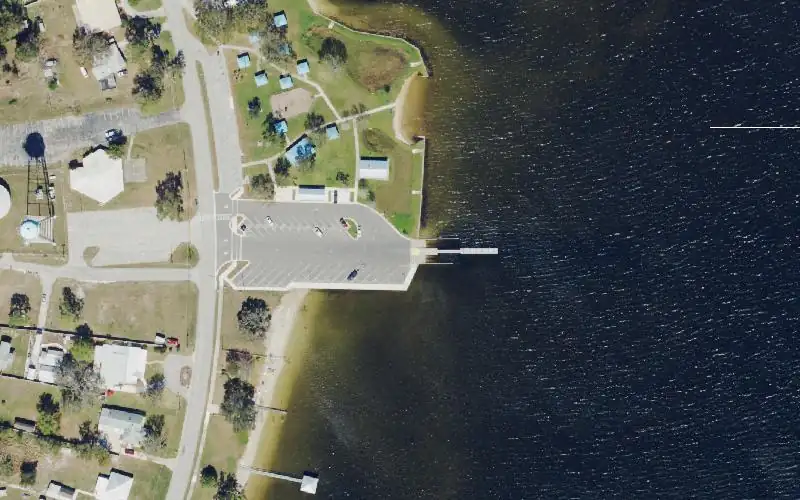 Aerial photo of the area around Veteran's Beach Park and Public Boat Ramp - Sebring, Highlands County