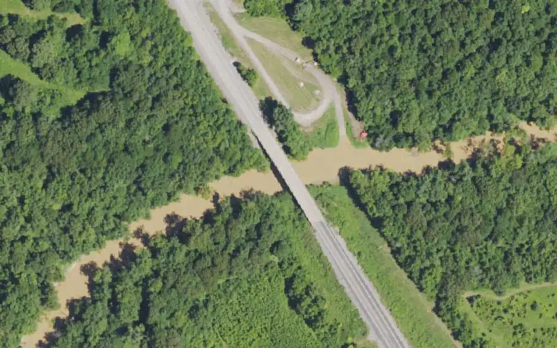 Aerial photo of the area around VFW Bridge, Union County