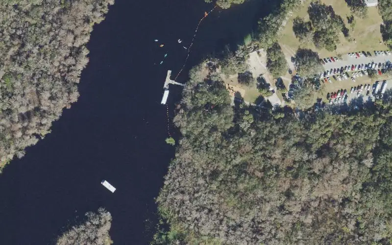 Aerial photo of the area around Volusia Blue Spring State Park - Canoe/Kayak Launch, Volusia County