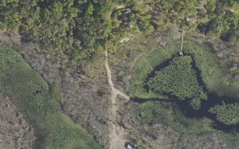 Aerial photo of the area around Wages Lake - Buster Rogers Primitive Boat Launch, Washington County
