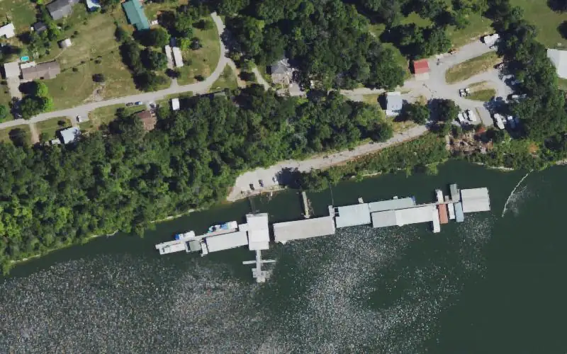 Aerial photo of the area around Walkers Marina, Mercer County