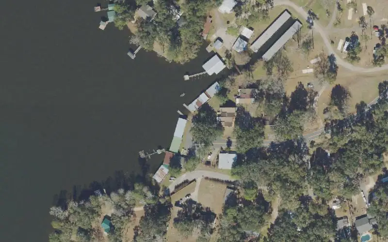 Aerial photo of the area around Whippoorwill Sportsman's Lodge, Gadsden County