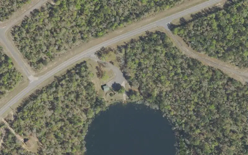 Aerial photo of the area around White Double Lake Boat Ramp (aka. Cora Long Landing), Washington County