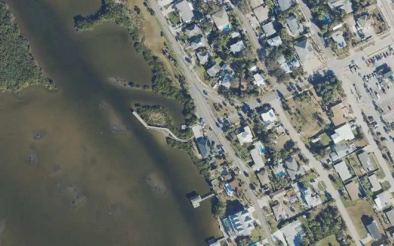 Aerial photo of the area around Wilbur Boathouse - Wilbur Rose Blueway, Volusia County