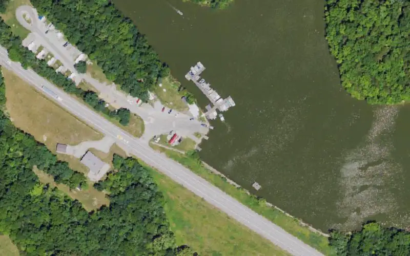 Aerial photo of the area around Willisburg Lake Ramp, Washington County