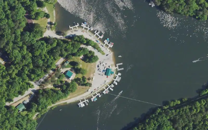Aerial photo of the area around Wood Creek Lake Ramp, Laurel County